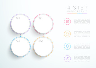 Poster - infographic simple white 4 step connected circles