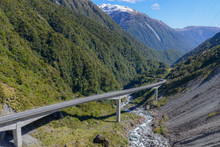 Bridge In The Valley In Arthur's Pass New Zealand
