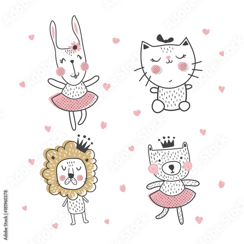 cute animals set Canvas Print