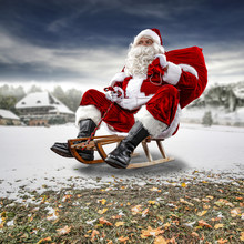 Santa Claus And Winter Landscape 