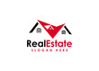 Real estate logo template. red and black color