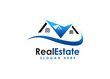 Real estate logo template. blue and black color