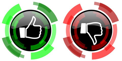 Poster - Like dislike vector social media icons. Thumb up and down symbols.