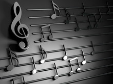 Fondo Musical 3d.Partitura Y Notas Musicales.Concepto De Canciones Y Melodia.Clave Sol