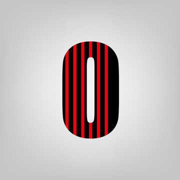 Vector stripped alphabet. Letter O.Gray gradient background