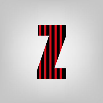Vector stripped alphabet. Letter Z.Gray gradient background