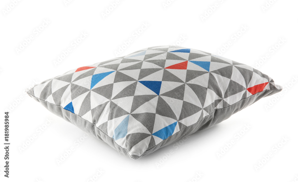 Soft patterned pillow, isolated on white