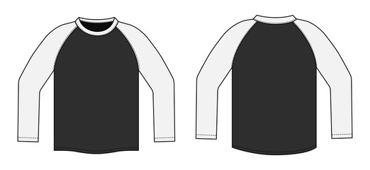 long sleeve ragran tshirt illustration (white x black)