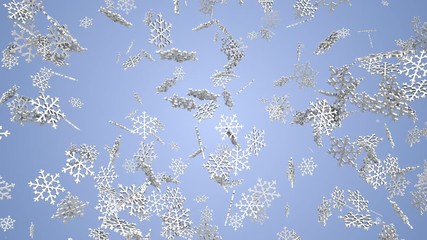 Poster - 3d snowflakes on a blue background. Christmas background.