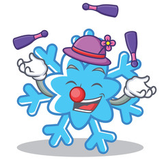 Wall Mural - Juggling snowflake character cartoon style