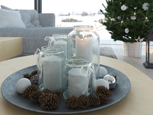 3d rendering. home with christmastree in modern apartment. 1. advent.
