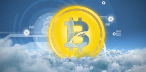 Poster - Composite image of symbol of bitcoin digital cryptocurrency