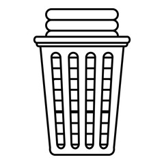 Wall Mural - laundry basket with pile of folded clothes vector illustration design