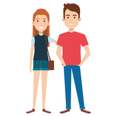 Poster - lovers couple avatars characters vector illustration design