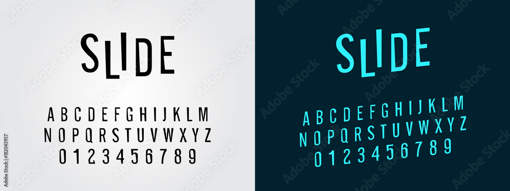 modern slide sans serif font in uppercase - obrazy, fototapety, plakaty 