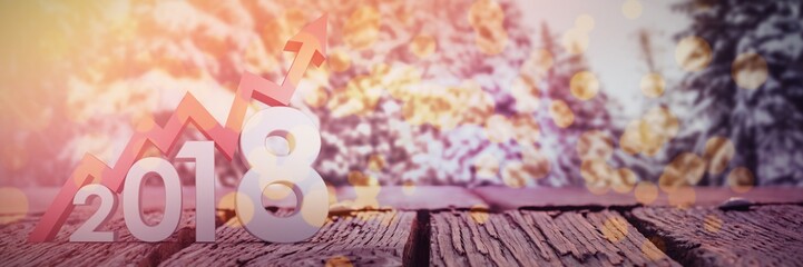 Poster - Composite image of digital image of numbers with upward arrow