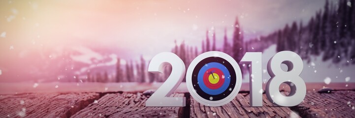 Poster - Composite image of illustration of number with sports target 