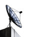 Satellite dishes communication technology network isolated on white background