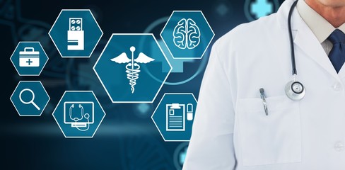 Poster - Composite image of doctor wearing lab coat 