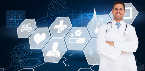 Poster - Composite image of handsome doctor with arms crossed
