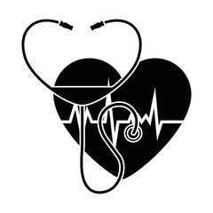 Poster - heart with stethoscope medical vector illustration design