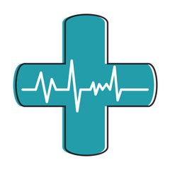 Canvas Print - cross with ekg isolated icon vector illustration design