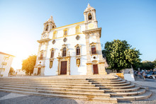 View On The Facade Of Carmo Church In Faro City On The South Of Portugal