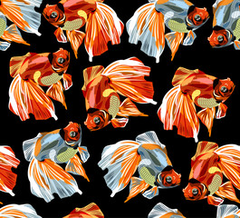 Wall Mural - 
Seamless pattern of goldfish