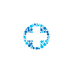 Poster - Medical symbol. Blue cross. Pharmacy sign. Chemical logotype of cirles.