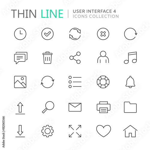 Fotografía Collection of user interface thin line icons