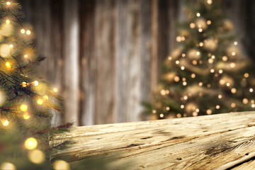 Wall Mural - christmas time and desk of free space for your decoration.