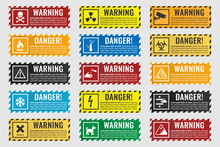 Danger Sign Banner With Warning Text, Vector Illustration