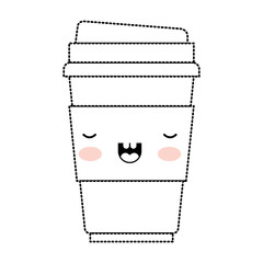 Poster - kawaii disposable cup in black dotted silhouette