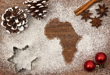 festive motif of flour in the shape of africa (series)