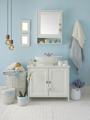 blue bathroom style with bathroom objects