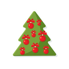 Wall Mural - christmas tree decorated with toys isolated on white background. symbol of merry christmas and happy