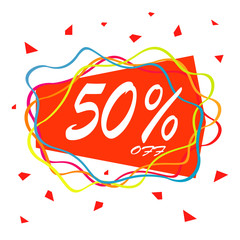 50% off sale label banner web icon illustration discount sticker isolated background