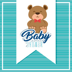 Canvas Print - baby shower greeting card with teddy bear vector illustration graphic design