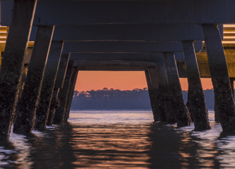 Wall Mural - View of Jekyll Island from under the St Simons Island Pier in Georgia, USA