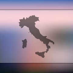 Italy map. Blurred background with silhouette of Italy map. Vector silhouette of Italy map