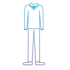 Wall Mural - male clothes with sweater and pant and shoes in degraded blue to purple color contour vector illustration