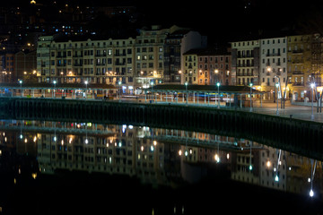 Sticker - Bilbao, Basque Country, Spain cityscape at night