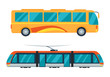 City Bus and Electric Tram Vector Illustration