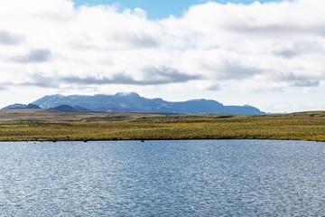 Poster - lake in tundra landscape of Iceland in september