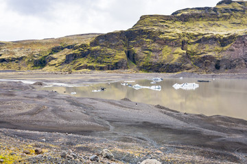 Poster - walking path in bed Solheimajokull glacier