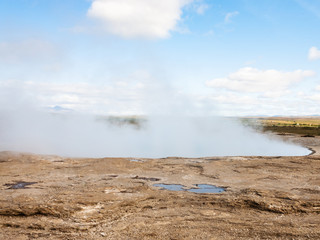 Poster - crater of The Geisyr in Haukadalur area in autumn