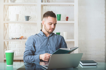 Poster - Caucasian business man working on project