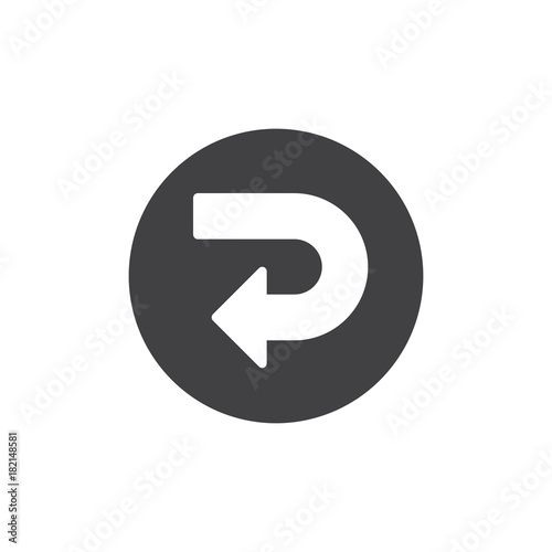 Cuadros en Lienzo Return navigation arrow icon vector, filled flat sign, solid pictogram isolated on white