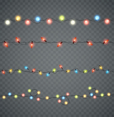 Wall Mural - garlands. christmas led glowing lights in different colors. new year decoration.