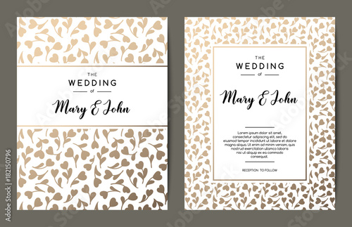 elegant wedding invitation backgrounds card design with gold floral